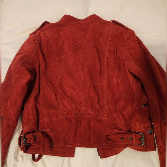 Topshop Red Suede Genuine Leather Jacket - Picture 3 of 11